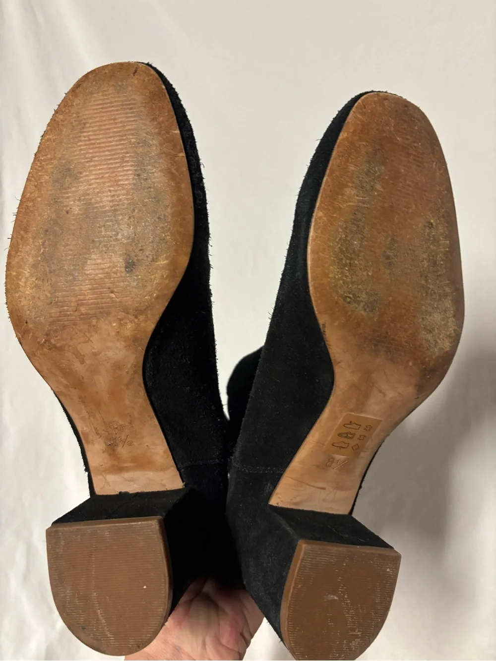 Madewell Black Suede Chelsea Ankle Boots with Block Heel